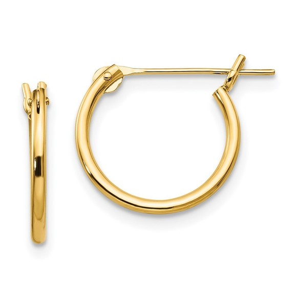 14k Yellow Gold Madi K 1.25mm Half Hoop Earrings 12 L x 1.25 mm W